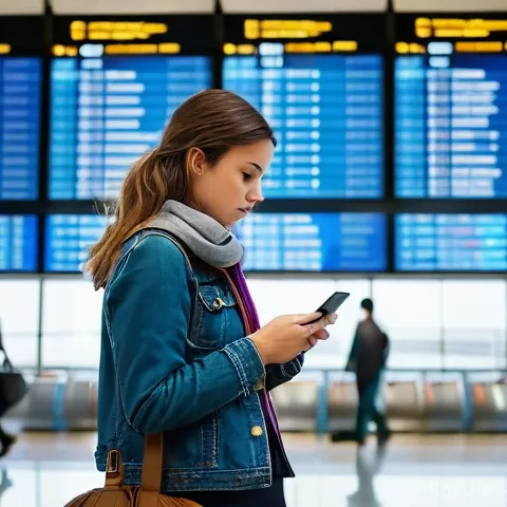 실내 위치 추적 기술의 리더십 및 혁신 전략 - **Prompt 1: Indoor GPS Frustration in a Grand Airport**
    *   **Description:** A young woman, dres...