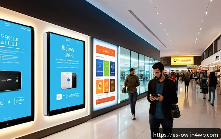 초보자를 위한 실내 위치 추적 기술 가이드 - A modern indoor shopping mall scene bustling with diverse Spanish-speaking shoppers using smartphone...